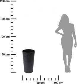 PLASTOVÝ KVETINÁČ URBANIKA 57X30 CM IMITÁCIA BETÓNU ČIERNA