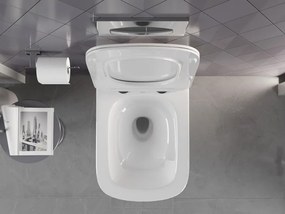 Mexen Timo, závesná WC misa 555x370x335 mm, Rimless Tornádo + WC sedadlo z duroplastu, biela lesklá, 30650200T