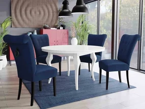Stôl Julia FI 120 so 4 stoličkami ST65, Farby: čierny, Farby:: biely lesk, Potah: Magic Velvet 2216