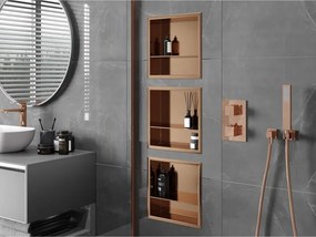 Mexen X-Wall-R, polica na zapustenie s prírubou  30 x 30 cm, medená matná - 19C0303010S