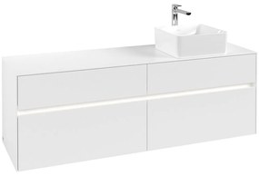 VILLEROY &amp; BOCH Collaro závesná skrinka pod umývadlo na dosku (umývadlo vpravo), 4 zásuvky, s LED osvetlením, 1600 x 500 x 548 mm, White Matt, C051B0MS