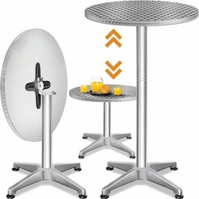 InternetovaZahrada Hliníkový barový stôl Ø60 cm skladací - strieborný
