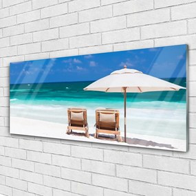 Obraz na akrylátovom skle Pláž dáždnik krajina 125x50 cm