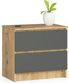 Nočný stolík K60 2SZ CLP dub artisan / sivý