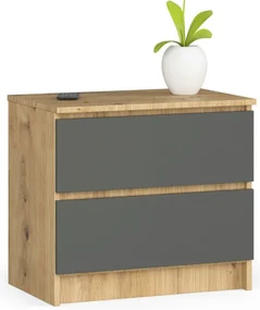 Nočný stolík K60 2SZ CLP dub artisan / sivý