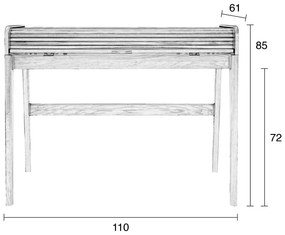 Hnedý písací stôl s výsuvnou doskou Zuiver Barbier