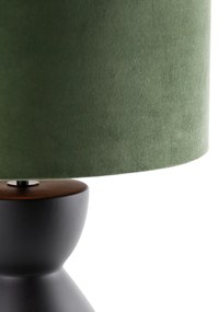 Dizajnová stolná lampa čierna s tienidlom z čierneho zamatu zelená so zlatom 35 cm - Alisia