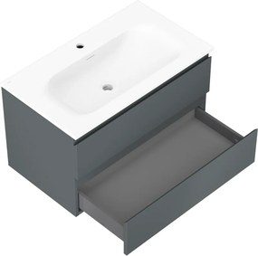 Mexen Orio, kúpeľňová skrinka 80 cm s umývadlom Vela, 2 zásuvky, grafitová matná/biela matná, 91A10-08047-2-BFF66-W23M01