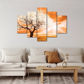Oranžový obraz stromu (150x105 cm)
