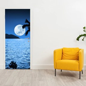 Fototapeta na dvere - Mesiac nad morskou hladinou (95x205cm)