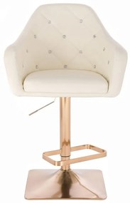 LuxuryForm DESIGN Barová stolička ROMA na zlatej hranatej podstave - krémová