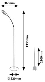 Rabalux 74004 - LED Dotyková stmievateľná stojacia lampa RADER LED/11W/230V 3000K