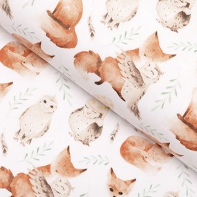 Biante Detský bavlnený behúň na stôl Sandra SA-523 Líšky a sovy na bielom 45x120 cm