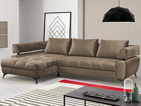 Rohová sedacia súprava Paris, svetlo hnedá látka, ľavý roh