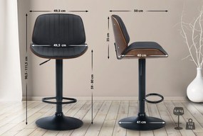 Barová stolička Nova - koženka, čierny rám - Orech / čierna