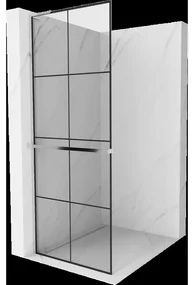Mexen Kioto+ L sprchová stena s poličkou Walk-in 90 x 200 cm, čierny vzor, chróm - 800-090-123-01-77