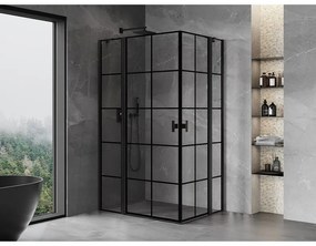 Mexen, Mexen Mist Duo výklopný sprchový kút 105 x 100 cm, čierna mriežka - 8A4-105L-100P-70-77