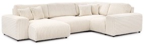 Krémová menčestrová rohová pohovka (pravý roh/do tvaru "U") Justin – Ropez