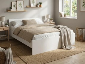 Posteľ ELISA 140 x 200 cm, biela Rošt: S latkovým roštom, Matrac: Matrac DELUXE 10 cm