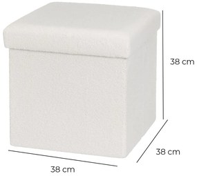 Biely taburet z textílie buklé Ecru – Casa Selección