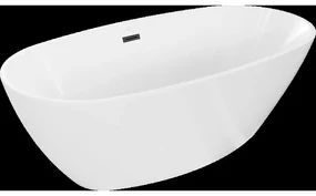 Mexen Eris voľne stojaca vaňa 170 x 85 cm, biela, Prepad Čierna - 53441708500-B