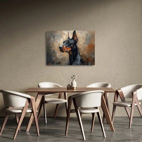 Sklenený obraz - Portrét Dobermana (70x50 cm)