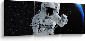 Obraz - Astronaut vo vesmíre (s hodinami) (90x30 cm)