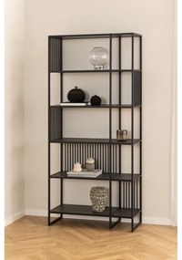 Čierna knižnica v dekore kameňa 85x185 cm Strington – Actona