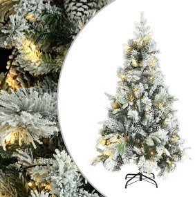 Vianočný stromček s vločkami, LED a šiškami 195 cm PVC a PE 3094561