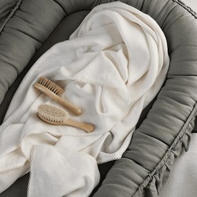 Bambusová Junior zavinovačka s čipkou vanilka 100x135 cm