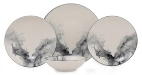24-dielna jedálenská sada, biela/čierna, porcelán
