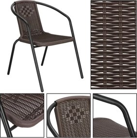 Kovová záhradná súprava Springos – 2 stoličky a stôl so sklenenou doskou