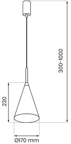Závesné svietidlo Capital, 1x zlaté kovové tienidlo, (fi 17cm), b