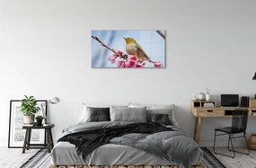 Sklenený obraz Vták na vetve 140x70 cm