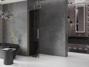 Mexen Velar L, posuvná sprchová zástena Walk-in 100 x 200 cm, 8mm šedé sklo, zlatá matná, 871-100-003-43-55