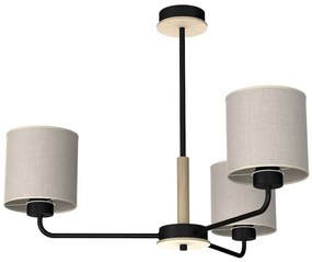 Luster Atlanta, 3x ľanové tienidlo, b/drevo