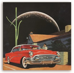Gario Obraz na plátne Červené auto pred domom - Lili Chartrand Rozmery: 50 x 50 cm