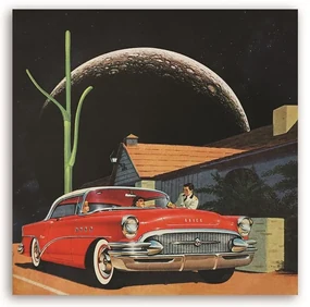 Gario Obraz na plátne Červené auto pred domom - Lili Chartrand Rozmery: 60 x 60 cm