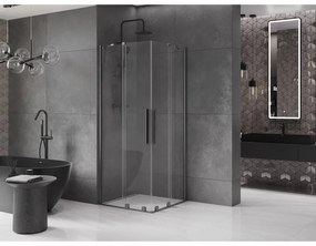 Mexen Velar Duo, sprchový kút s posuvnými dverami 80(dvere) x 80(dvere) cm, 8mm číre sklo, grafitový profil, 871-080-080-02-66