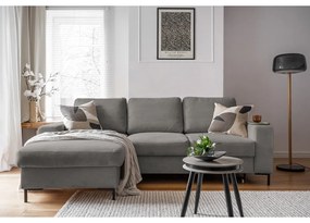 Sivá menčestrová rozkladacia rohová pohovka (ľavý roh) Lofty Lilly – Miuform