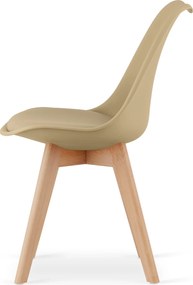AKCIA Béžová stolička BALI MARK s bukovými nohami II. akosť