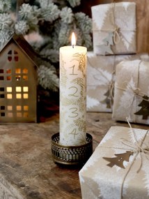 Bielo-zlatá adventná sviečka s číslami 1- 4 Advent Candle - Ø 5*20cm / 48h