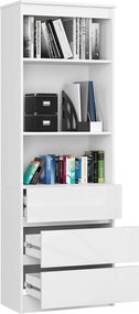 Knižnica Star 60 cm biely mat/biely lesk