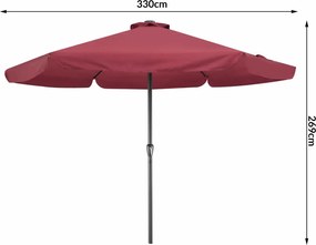 Zahradní slunečník Vang s LED osvětlením 330 cm červený
