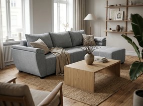 Rozkladacia obojstranná sedacia súprava do L LIVARO 251x140 cm, svetlosivá