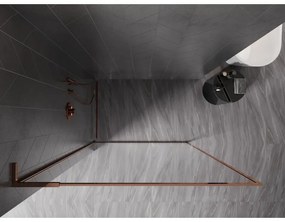 Mexen, Mexen Kioto-F L sprchová stena s rámom 100 x 202 cm, priehľadná 8 mm, ružové zlato - 800-100-174-60-00