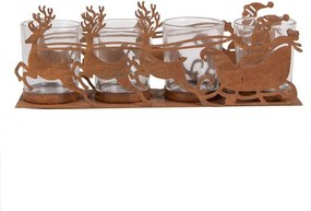 Hrdzavý kovový vianočný svietnik Santa so záprahom Brocante rust - 25*8*8 cm