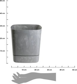 PLASTOVÝ KVETINÁČ CUBI 30X33 CM IMITÁCIA BETÓNU SIVÁ