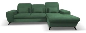 Rozkladacia rohová čalúnená sedacia súprava v tvare L s úložným priestorom ALTA, pravá, zelená