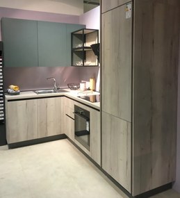 Zostava kuchyne Nitra - Roma - odpredajový kus, kašmír/dub/zelená
